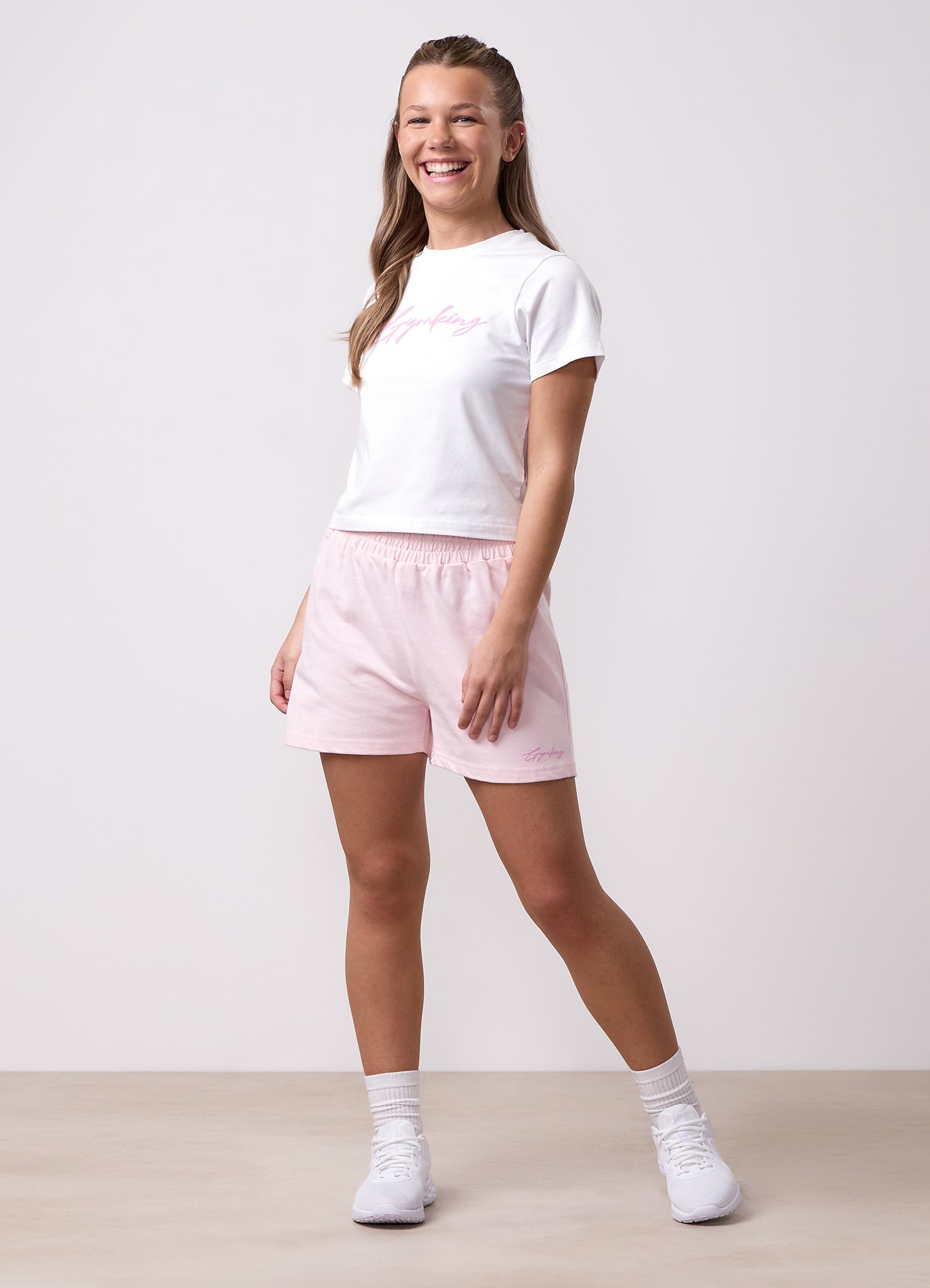 Gym King Kids Script Jersey Fitted Tee - White