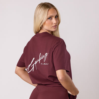 Gym King Script Mindset BF Tee - Deep Cherry