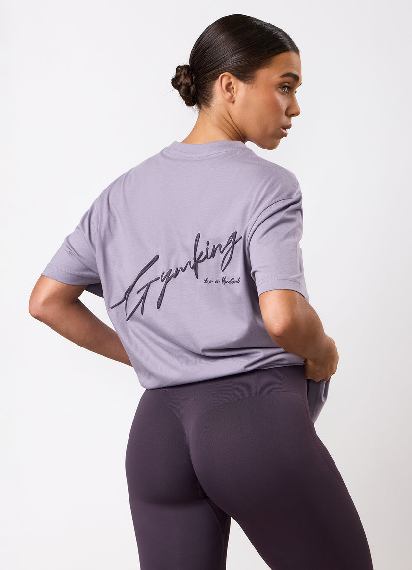 Gym King Script Mindset BF Tee - Dusky Purple