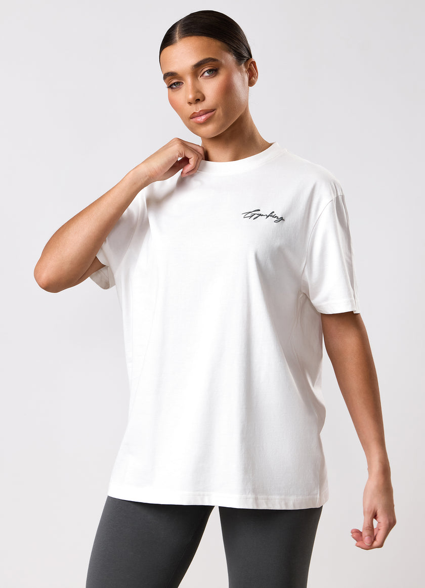 Gym King Script Mindset BF Tee - Cream