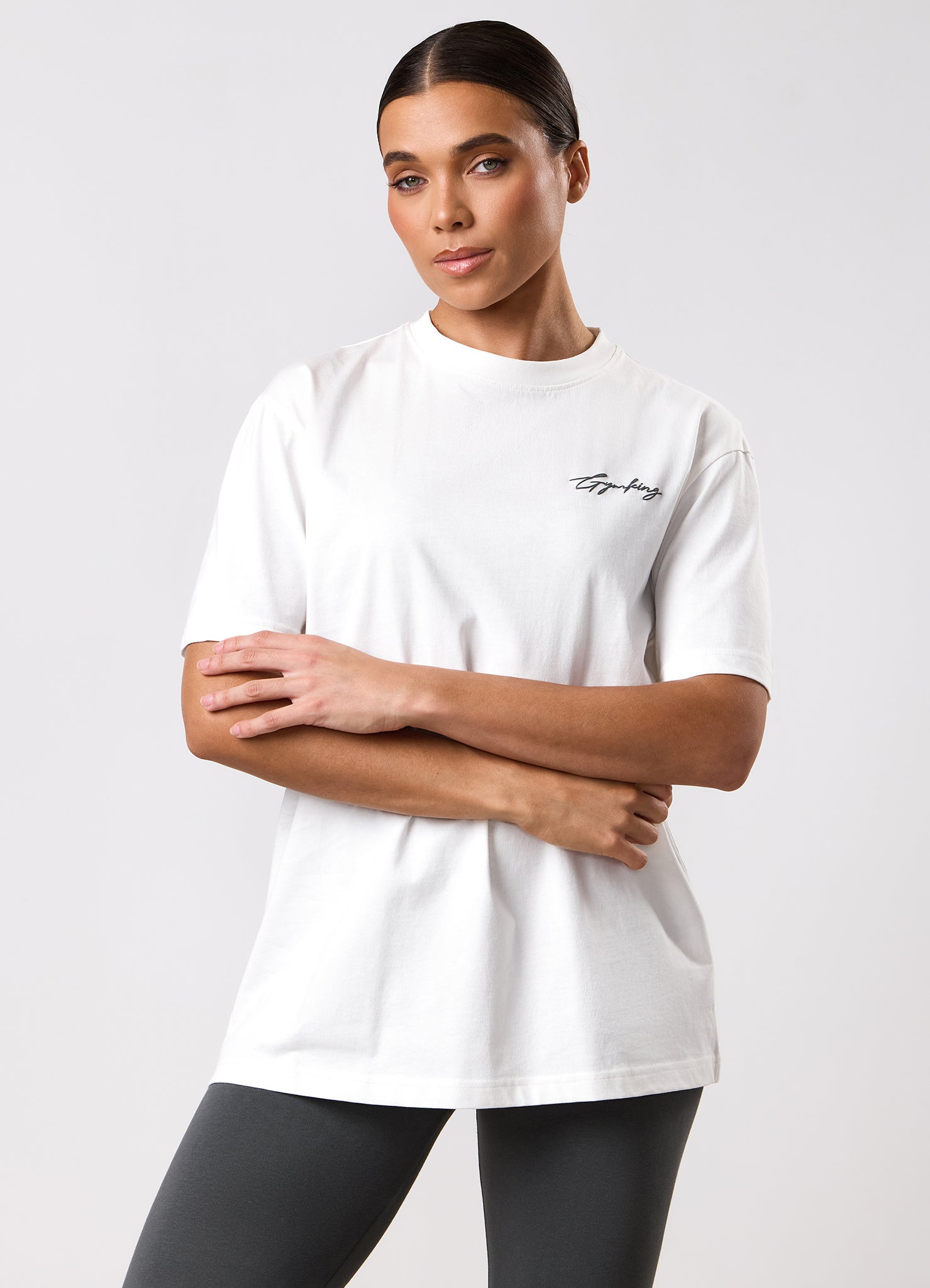 Gym King Script Mindset BF Tee - Cream