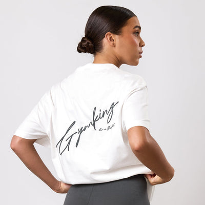 Gym King Script Mindset BF Tee - Cream