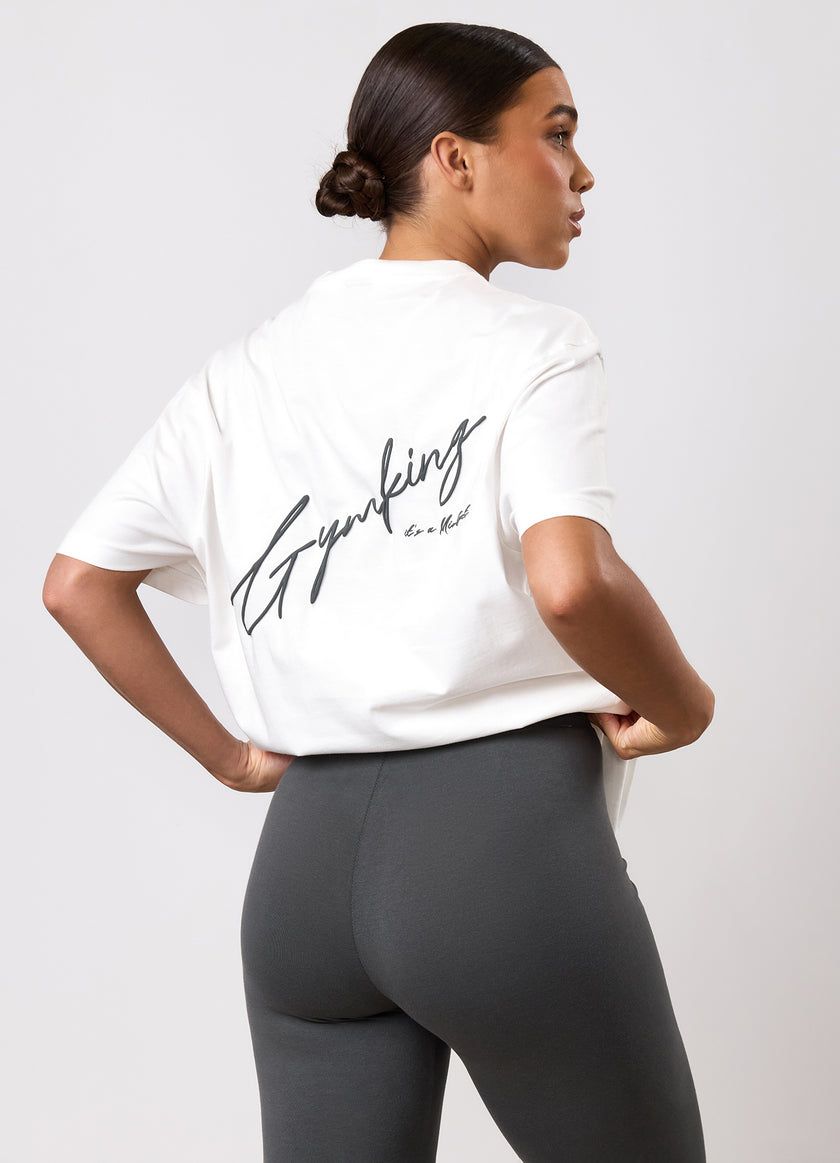 Gym King Script Mindset BF Tee - Cream