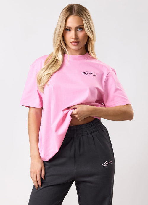 Gym King Script Mindset BF T-Shirt - Candy Pink