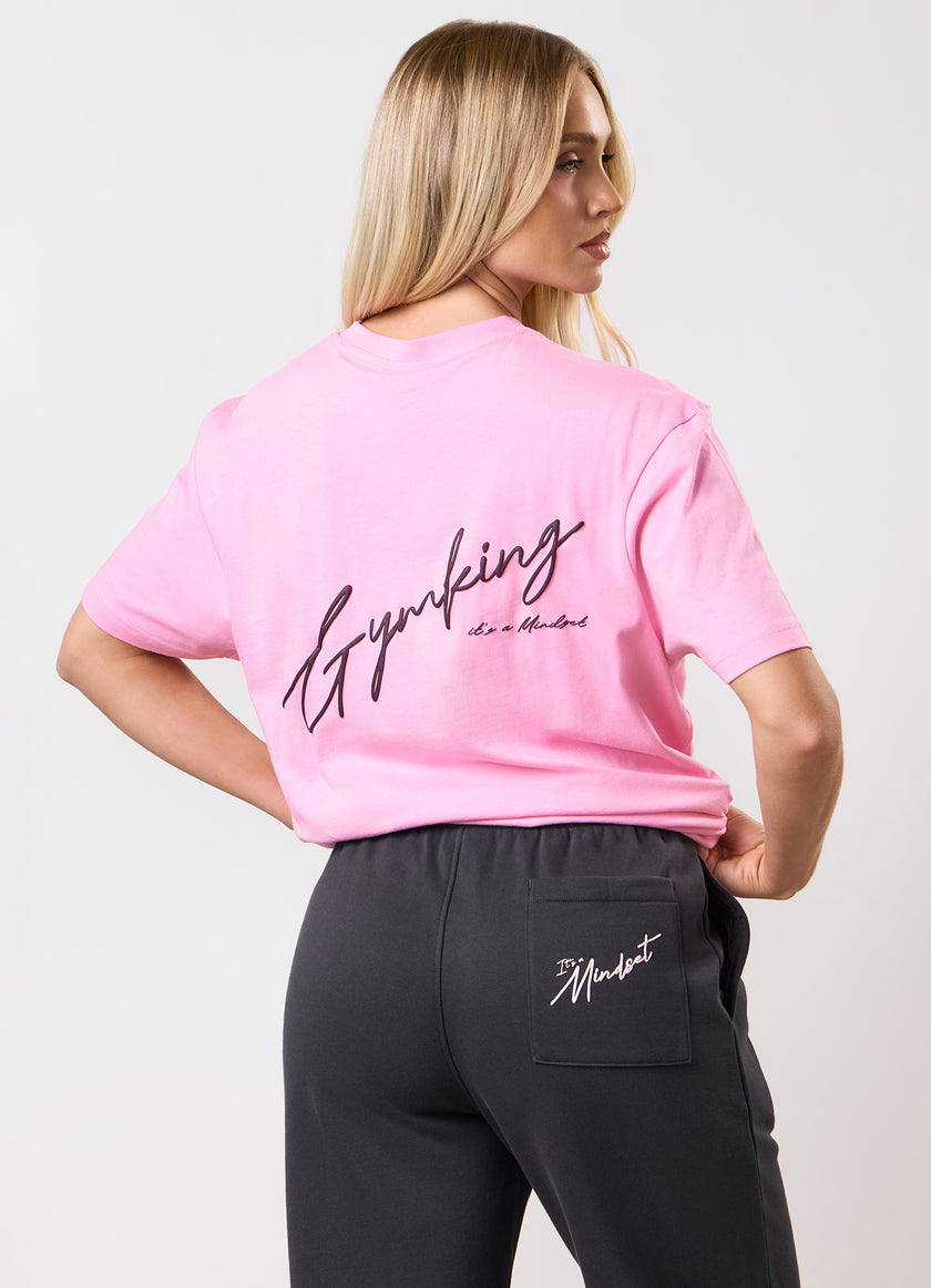 Gym King Script Mindset BF Tee - Candy Pink