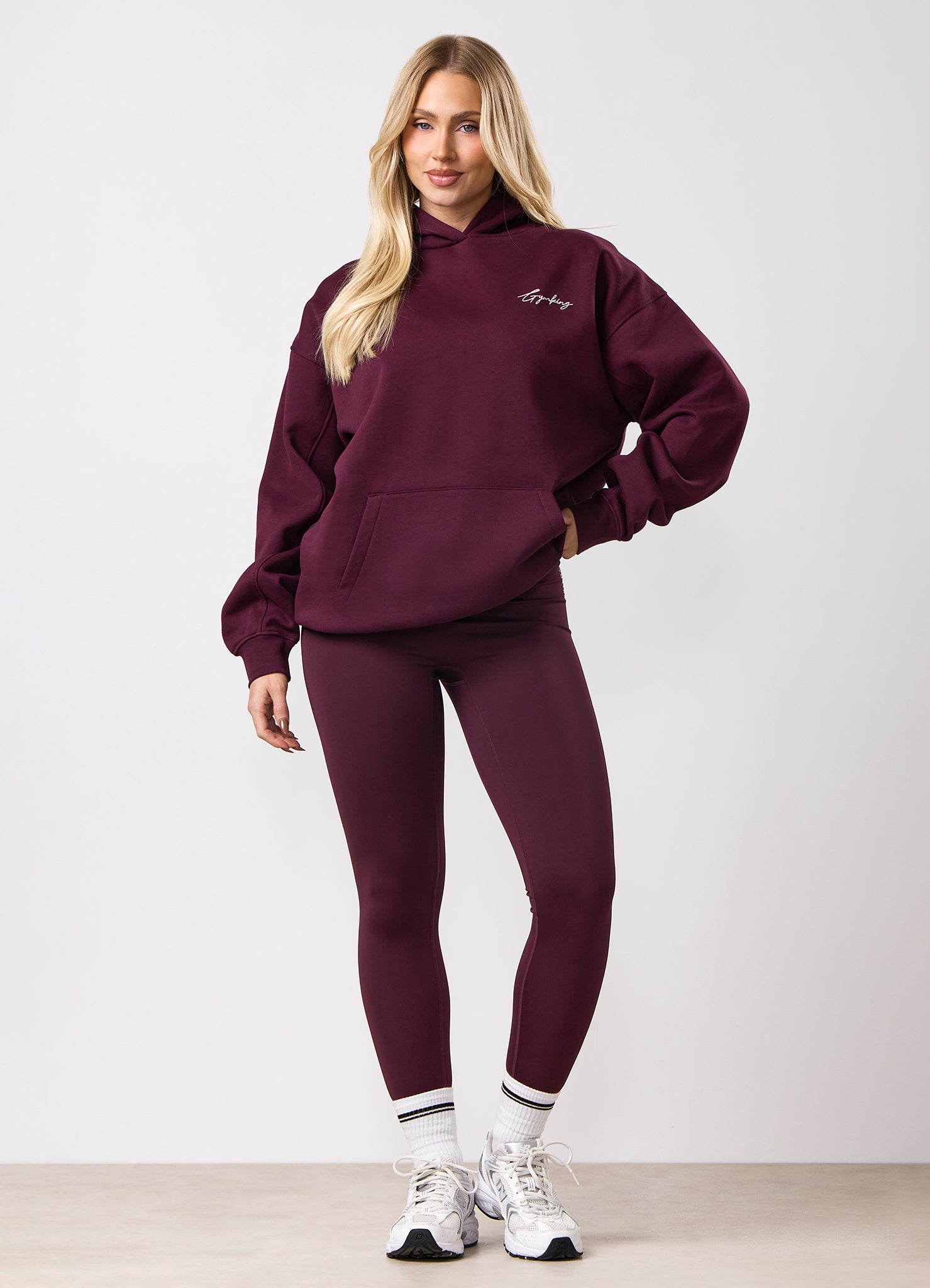 Gym King Script Mindset Hood - Dark Cherry