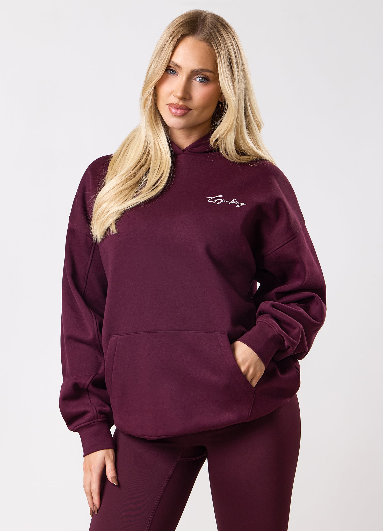 Gym King Script Mindset Hood - Dark Cherry