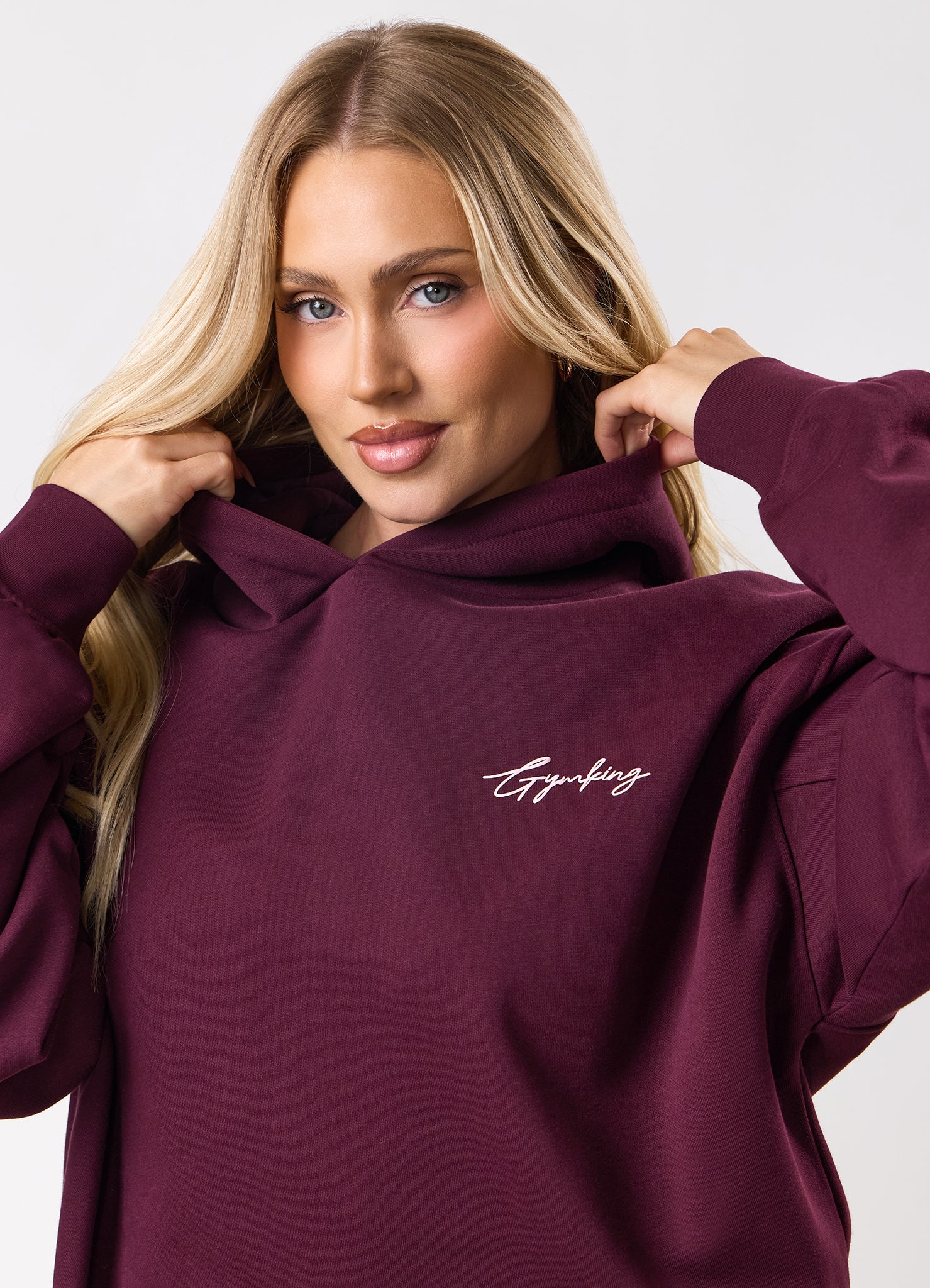 Gym King Script Mindset Hood - Dark Cherry