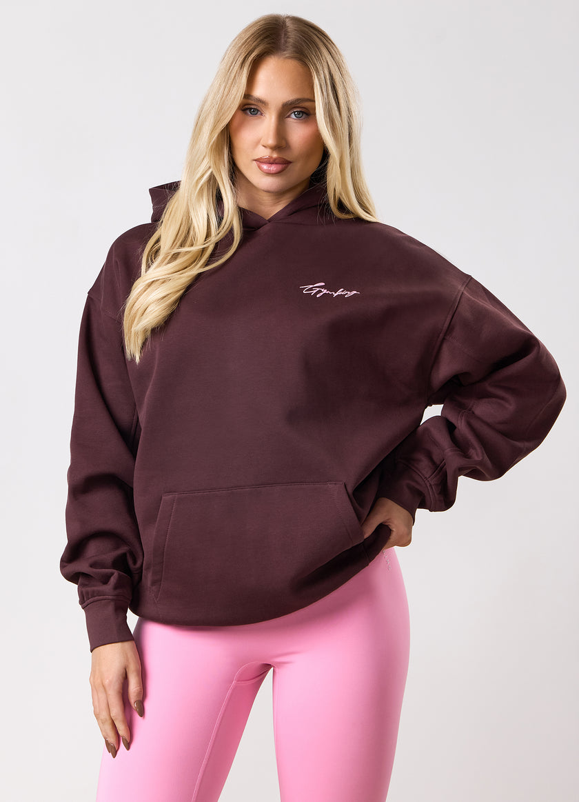 Gym King Script Mindset Hood - Espresso