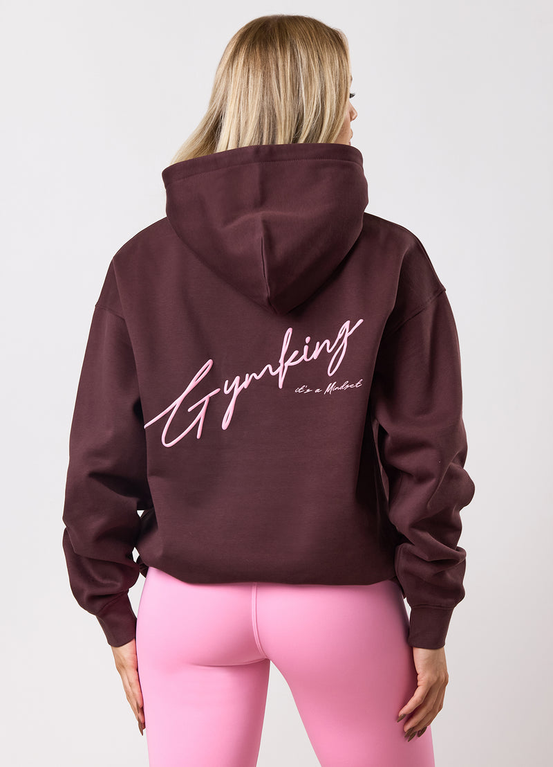 Gym King Script Mindset Hood - Espresso
