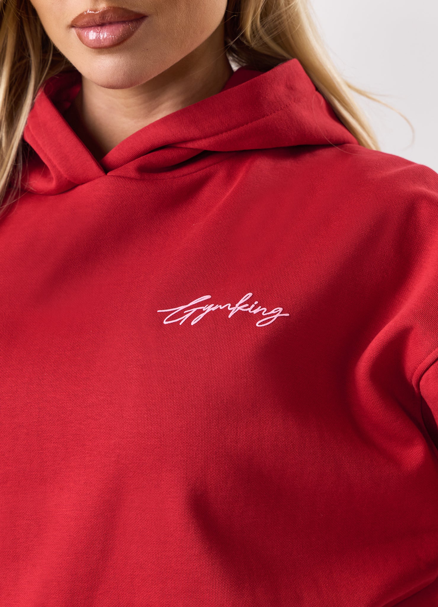 Gym King Script Mindset Hood - Scarlet Red