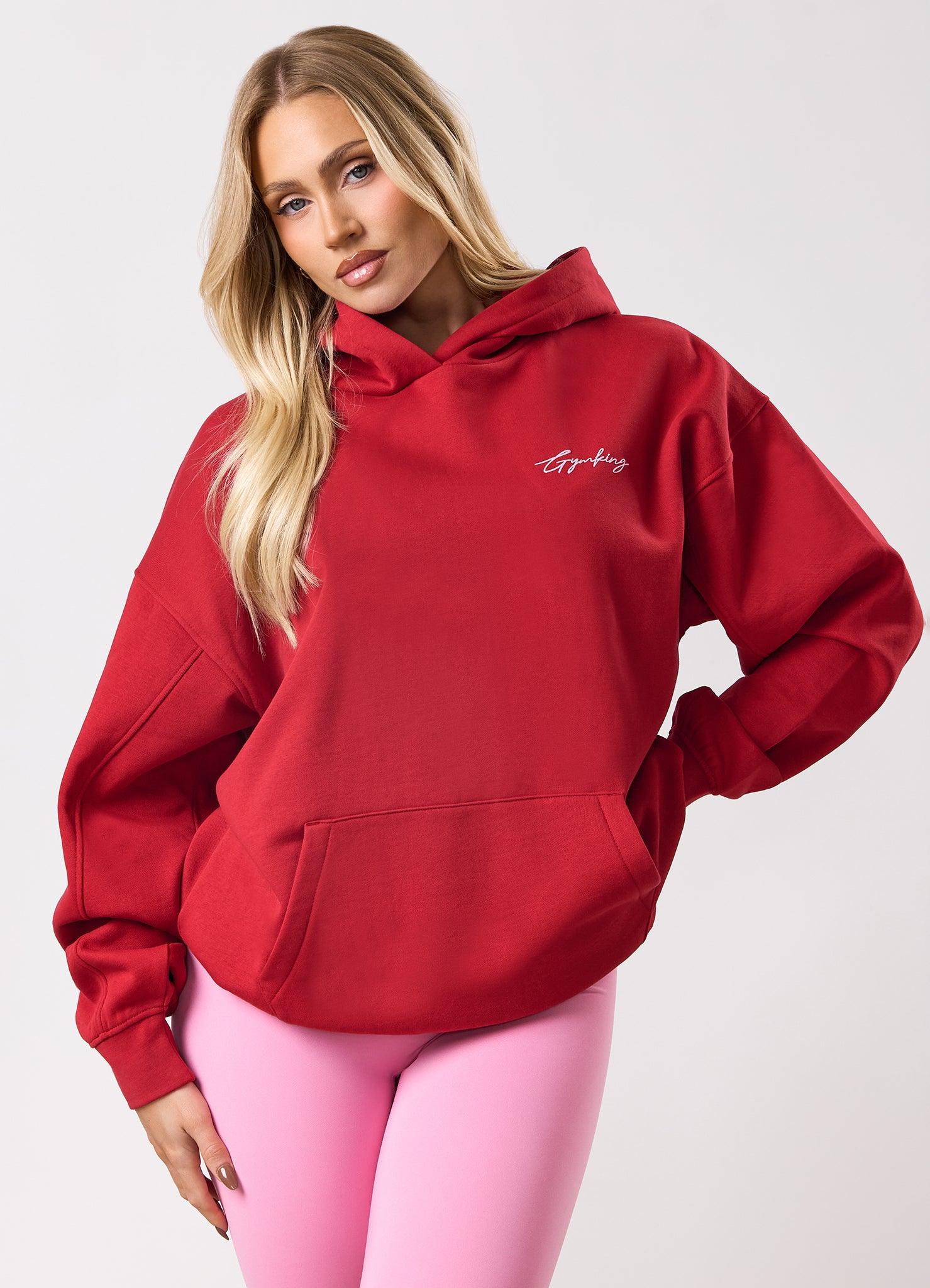 Gym King Script Mindset Hood - Scarlet Red