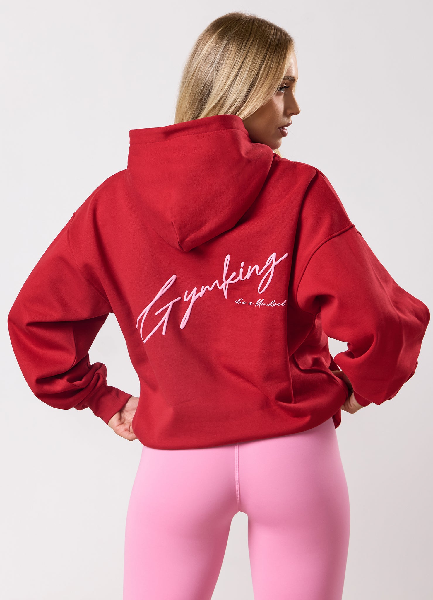 Gym King Script Mindset Hood - Scarlet Red