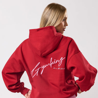 Gym King Script Mindset Hoodie - Scarlet Red