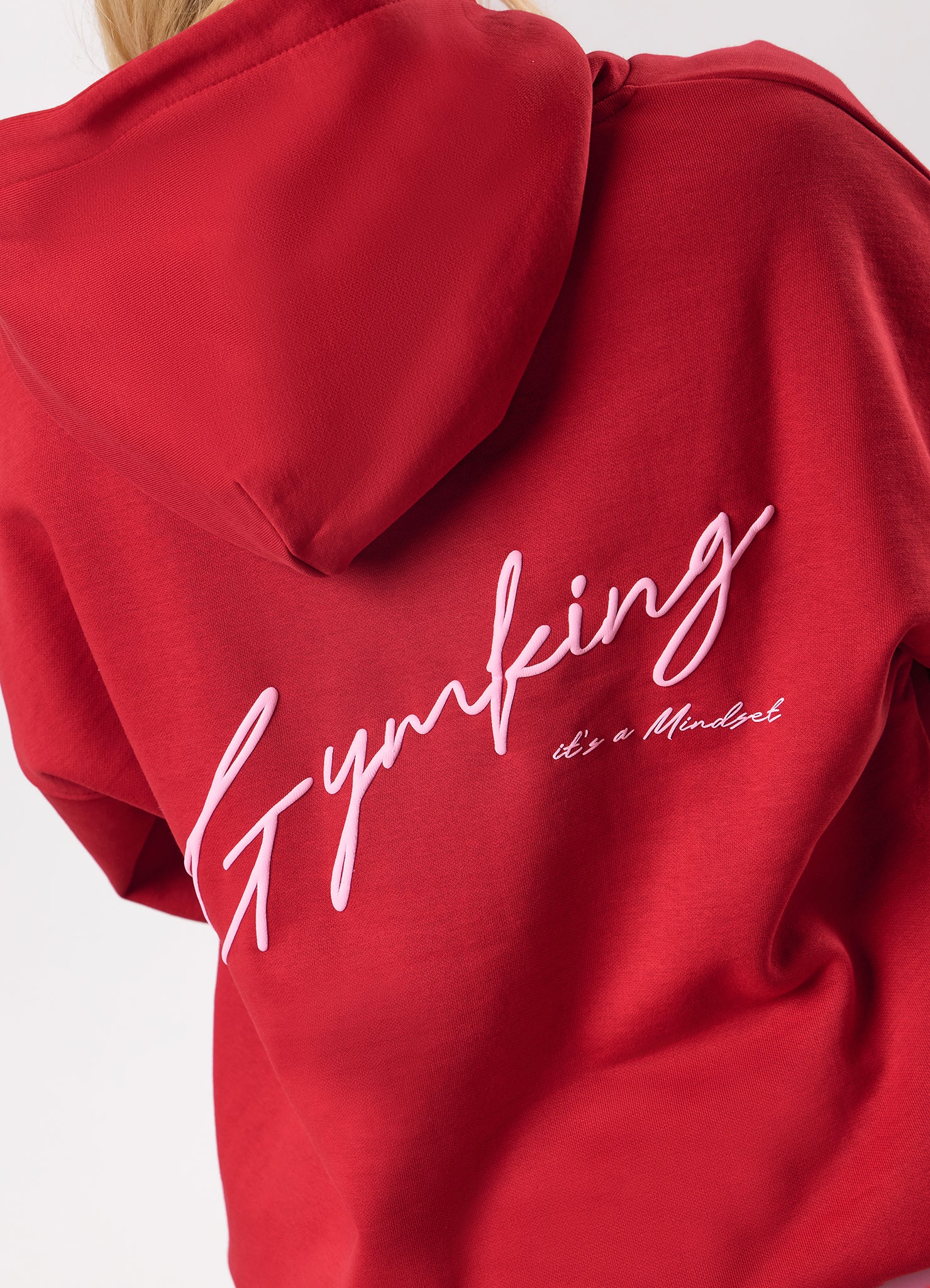 Gym King Script Mindset Hood - Scarlet Red