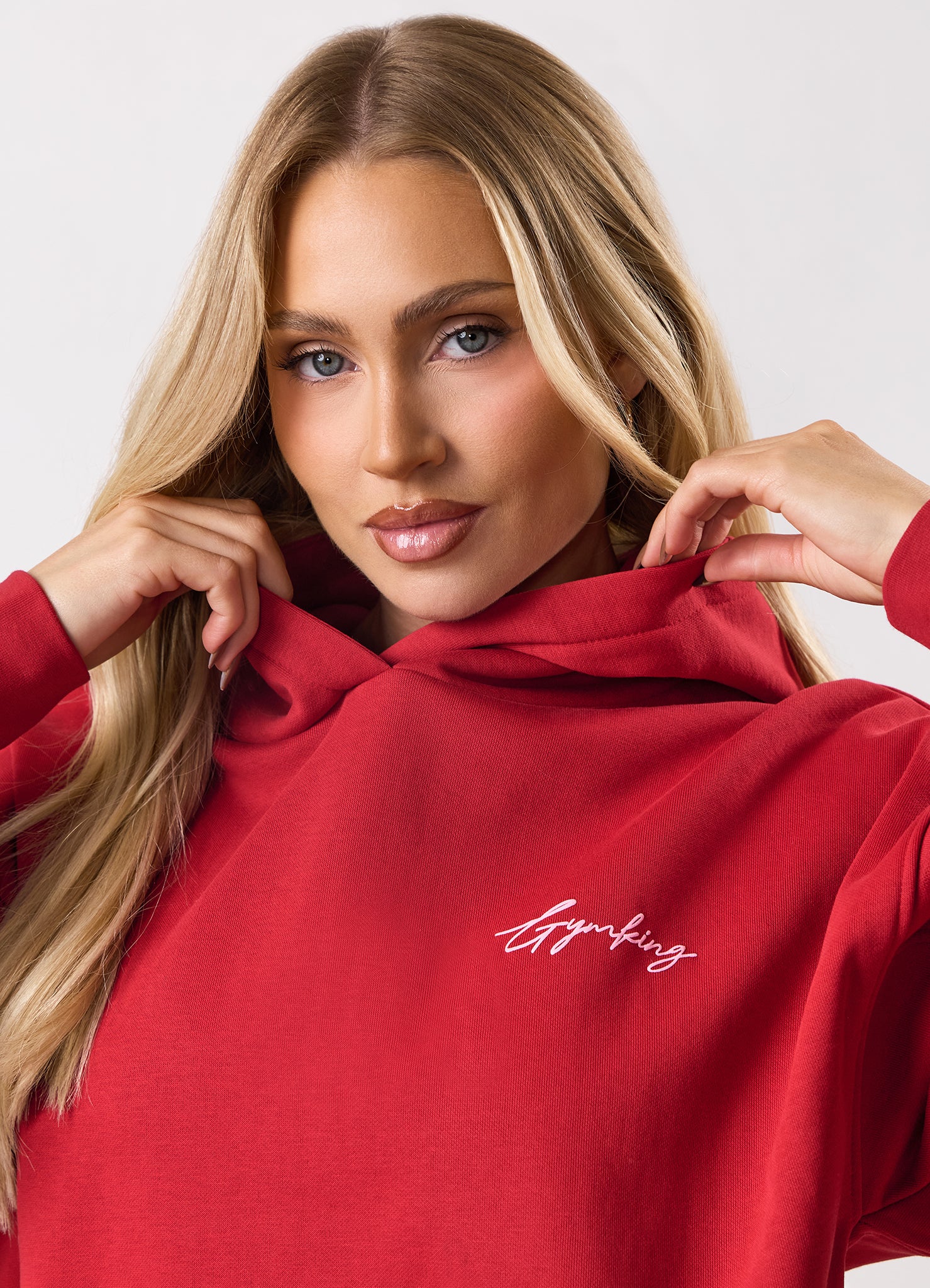 Gym King Script Mindset Hood - Scarlet Red
