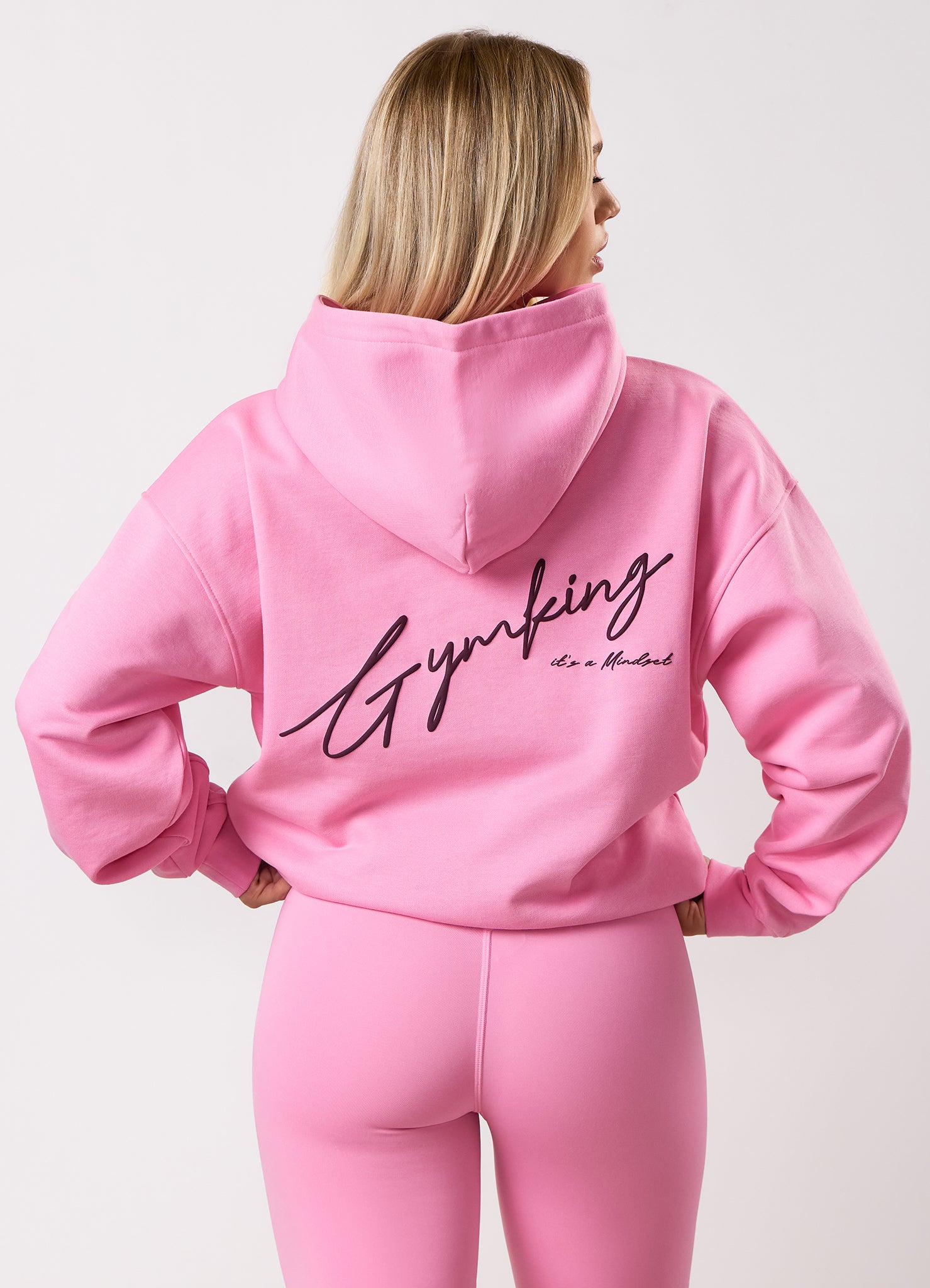 Gym King Script Mindset Hood - Candy Pink