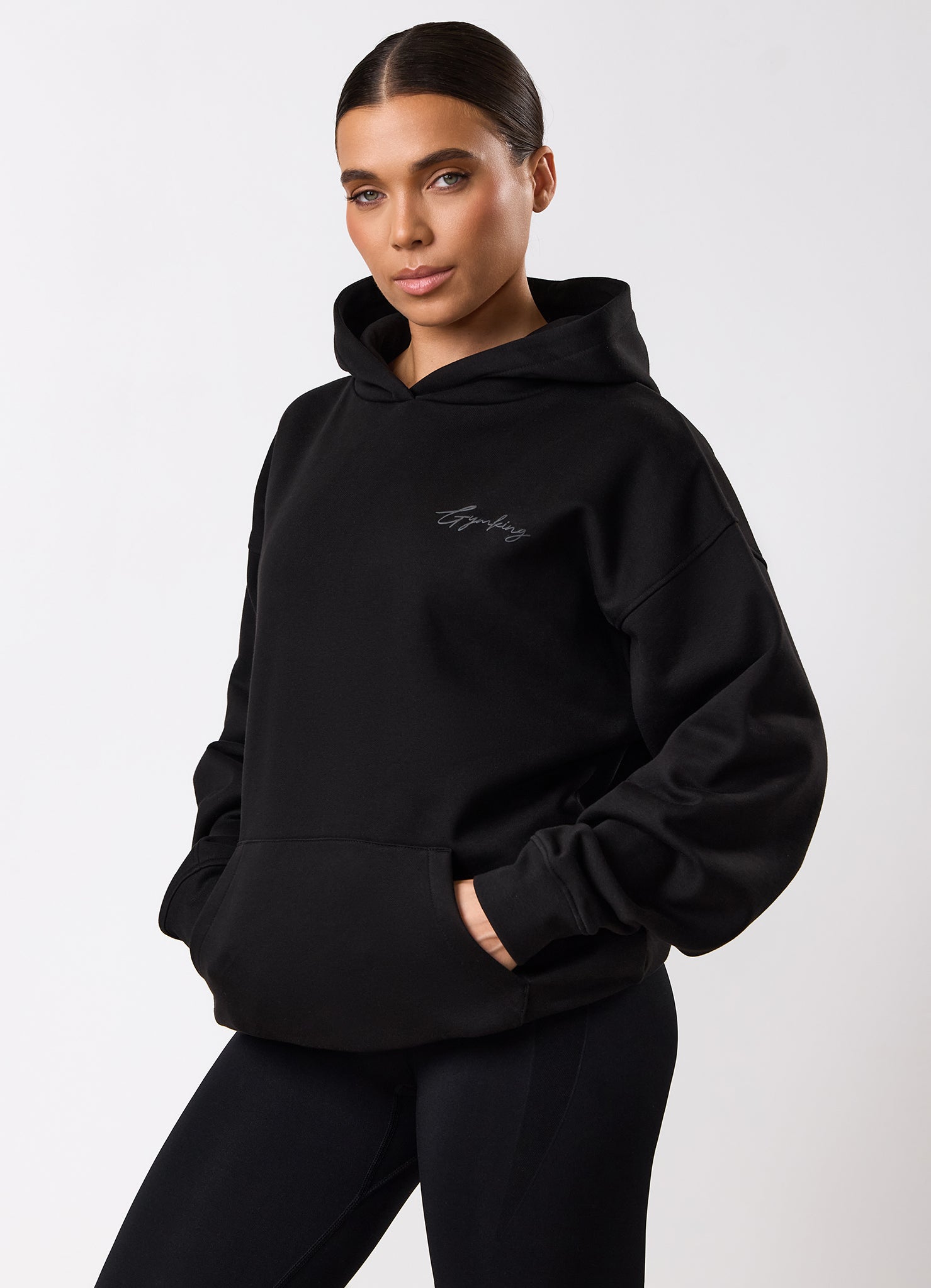 Gym King Script Mindset Hood - Black