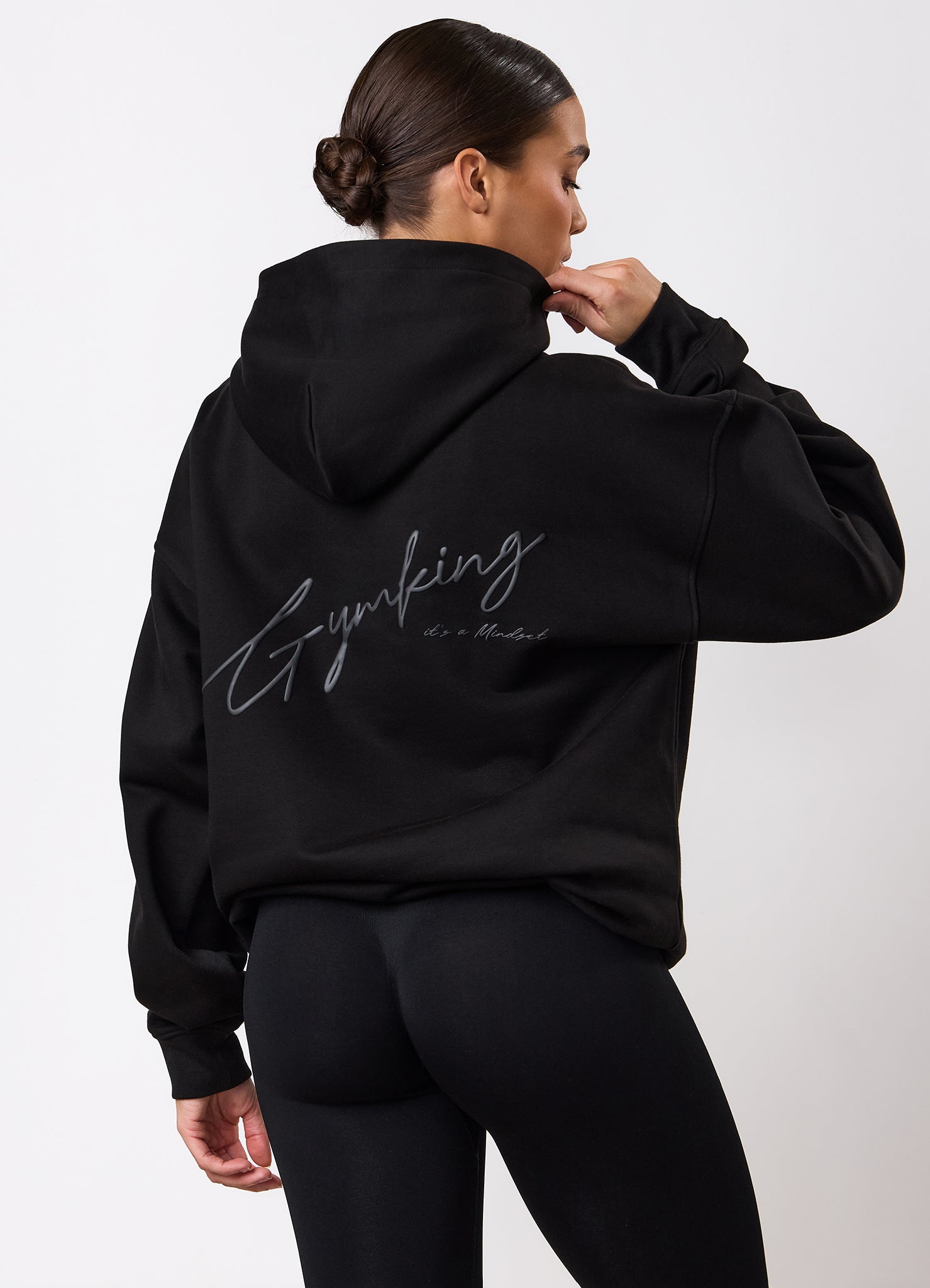 Gym King Script Mindset Hood - Black