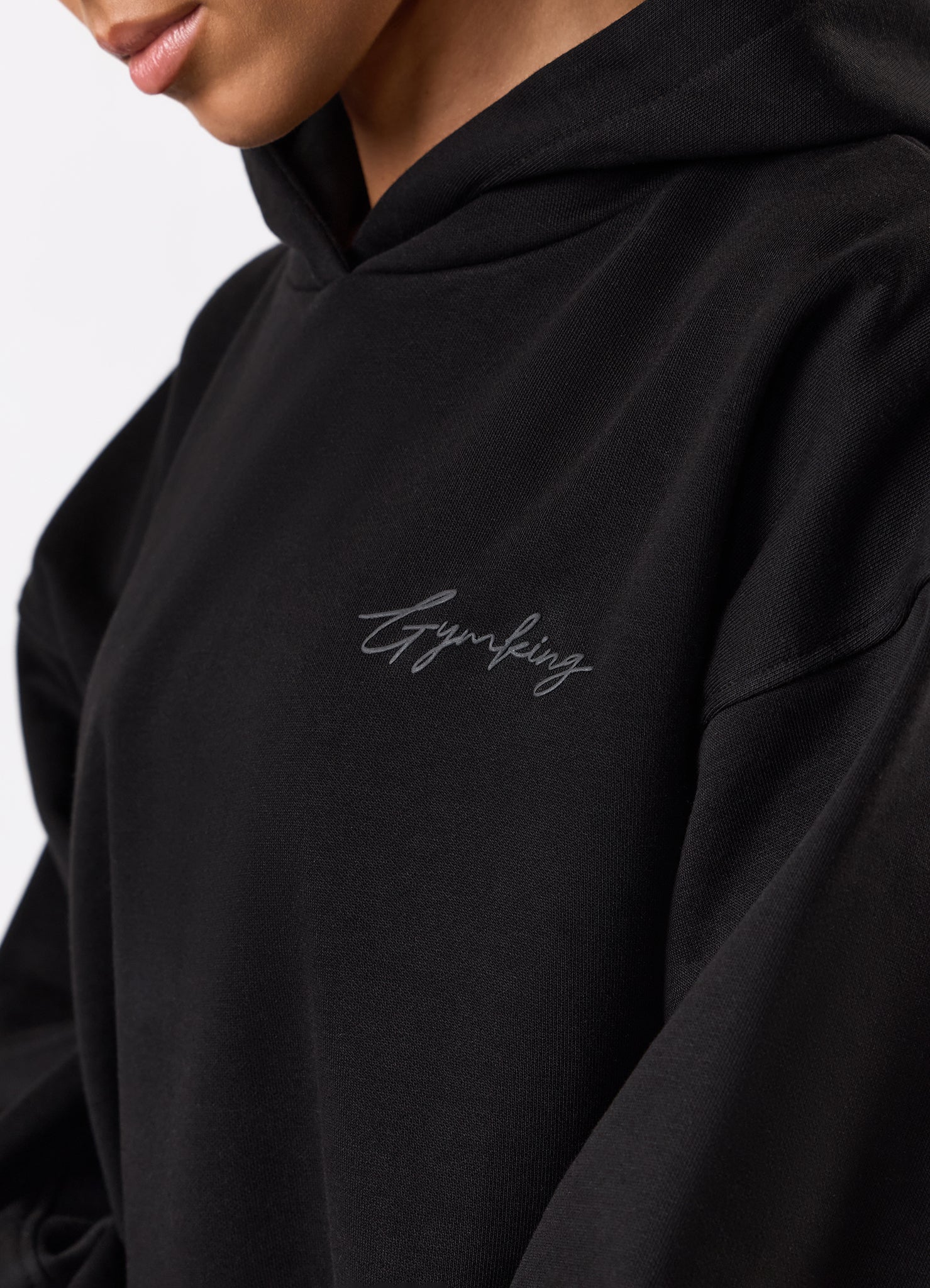 Gym King Script Mindset Hood - Black