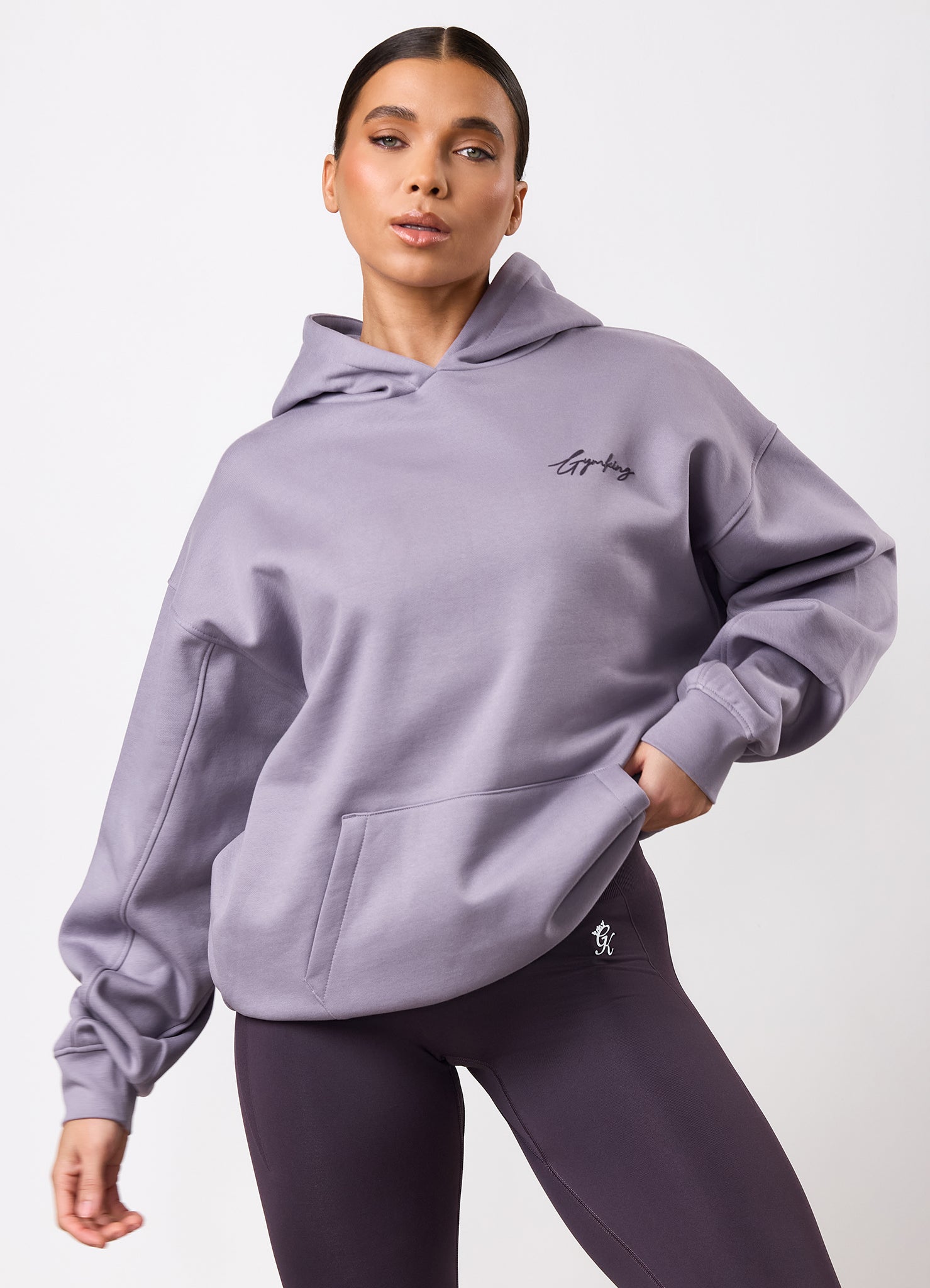 Gym King Script Mindset Hood - Dusky Purple