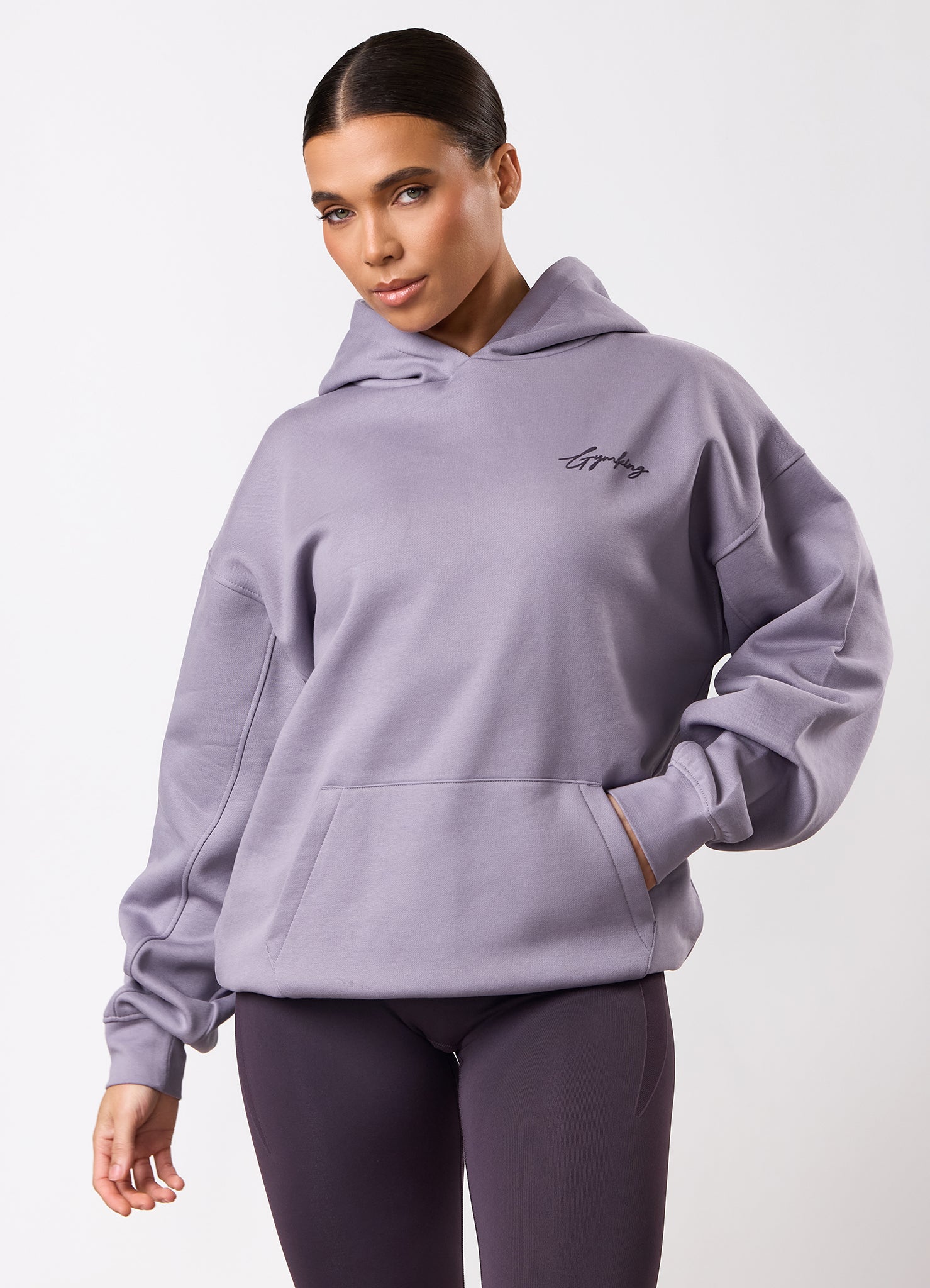 Gym King Script Mindset Hood - Dusky Purple