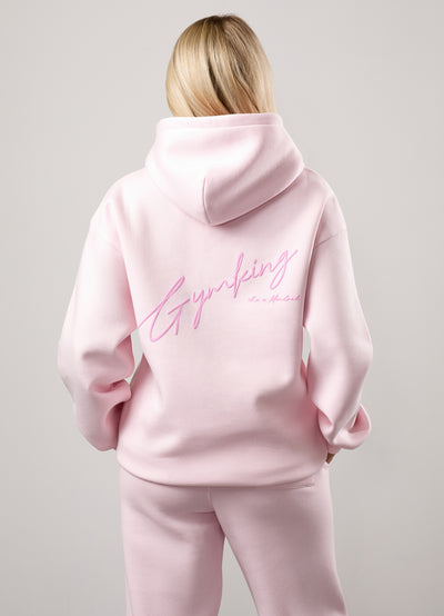 Gym King Script Mindset Oversized Fit Hood - Baby Pink