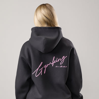 Gym King Script Mindset Oversized Fit Hoodie - Dark Pewter
