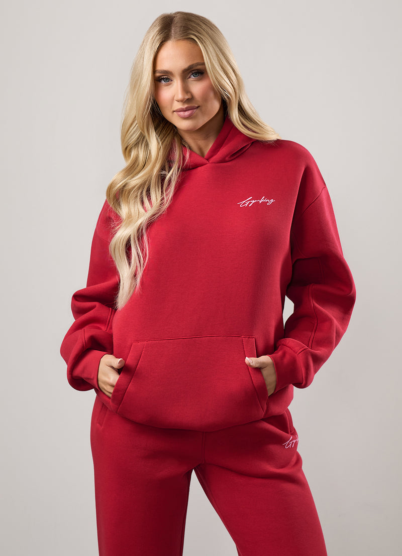 Gym King Script Mindset Relaxed Fit Tracksuit - Scarlet Red