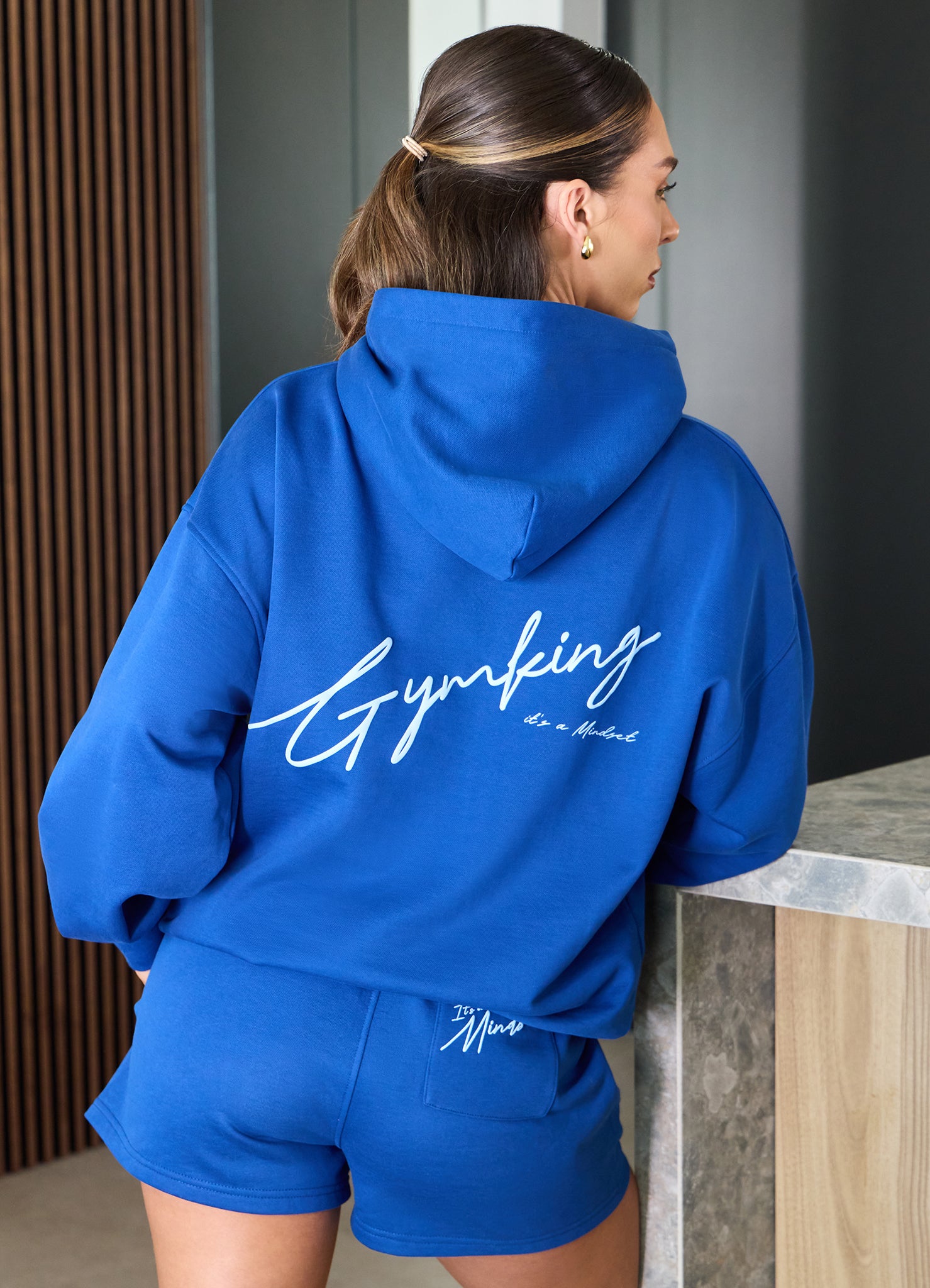 Gym King Script Mindset Hoodie - Jewel Blue