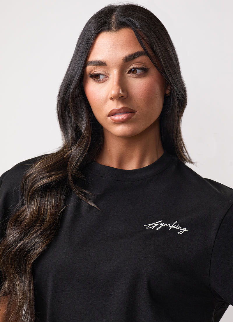Gym King Script Mindset Jersey BF Tee - Black