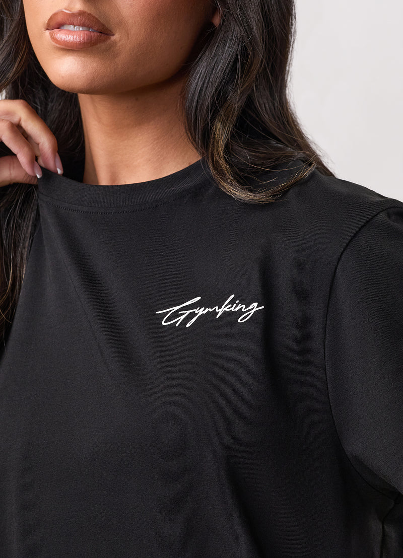 Gym King Script Mindset Jersey BF Tee - Black