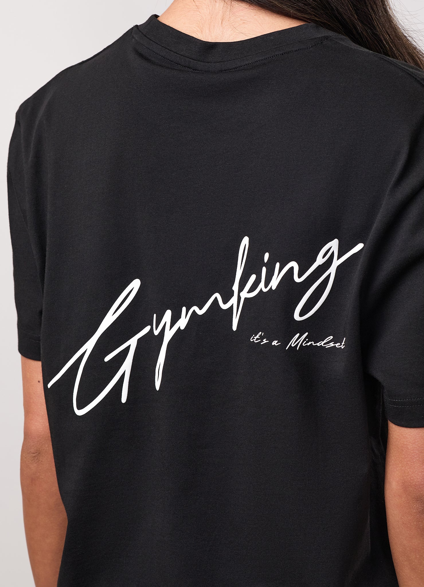 Gym King Script Mindset Jersey BF Tee - Black