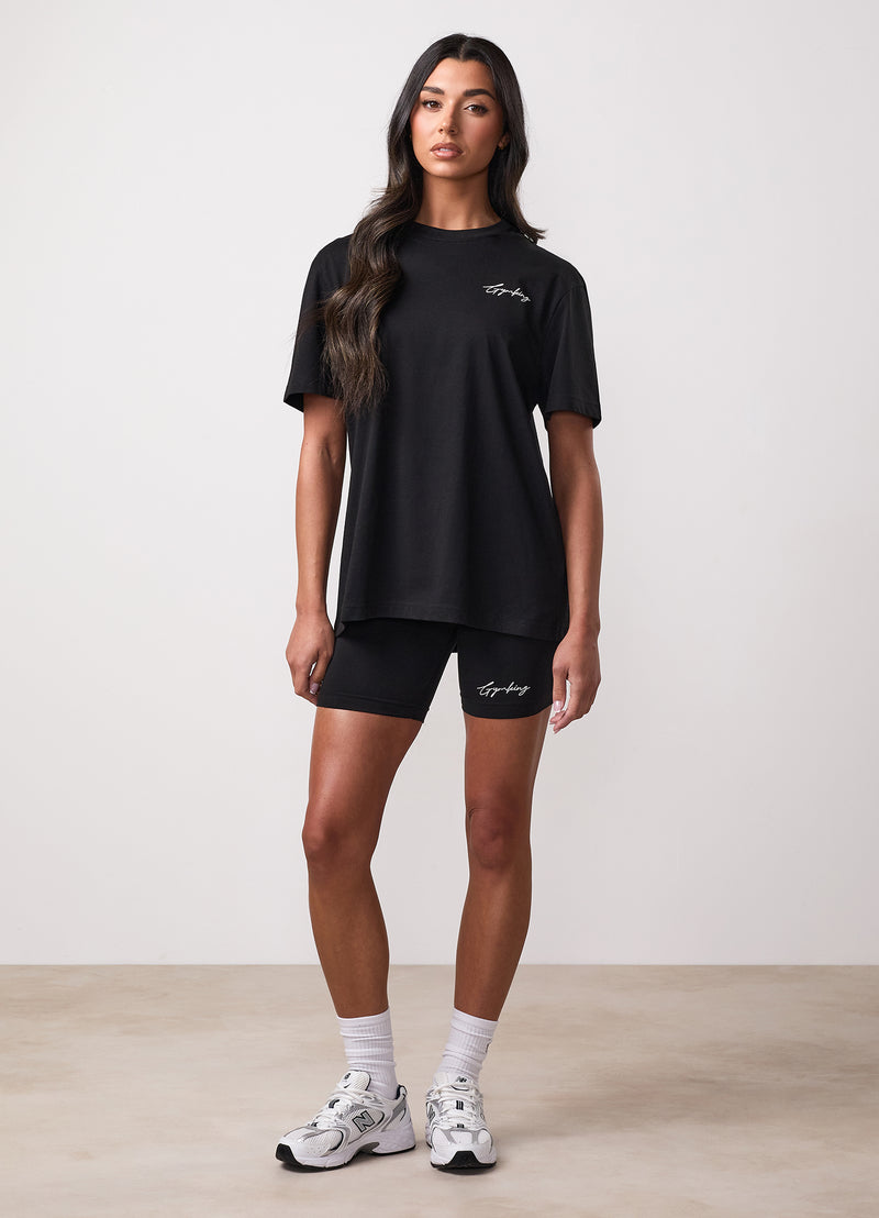 Gym King Script Mindset Jersey BF Tee - Black