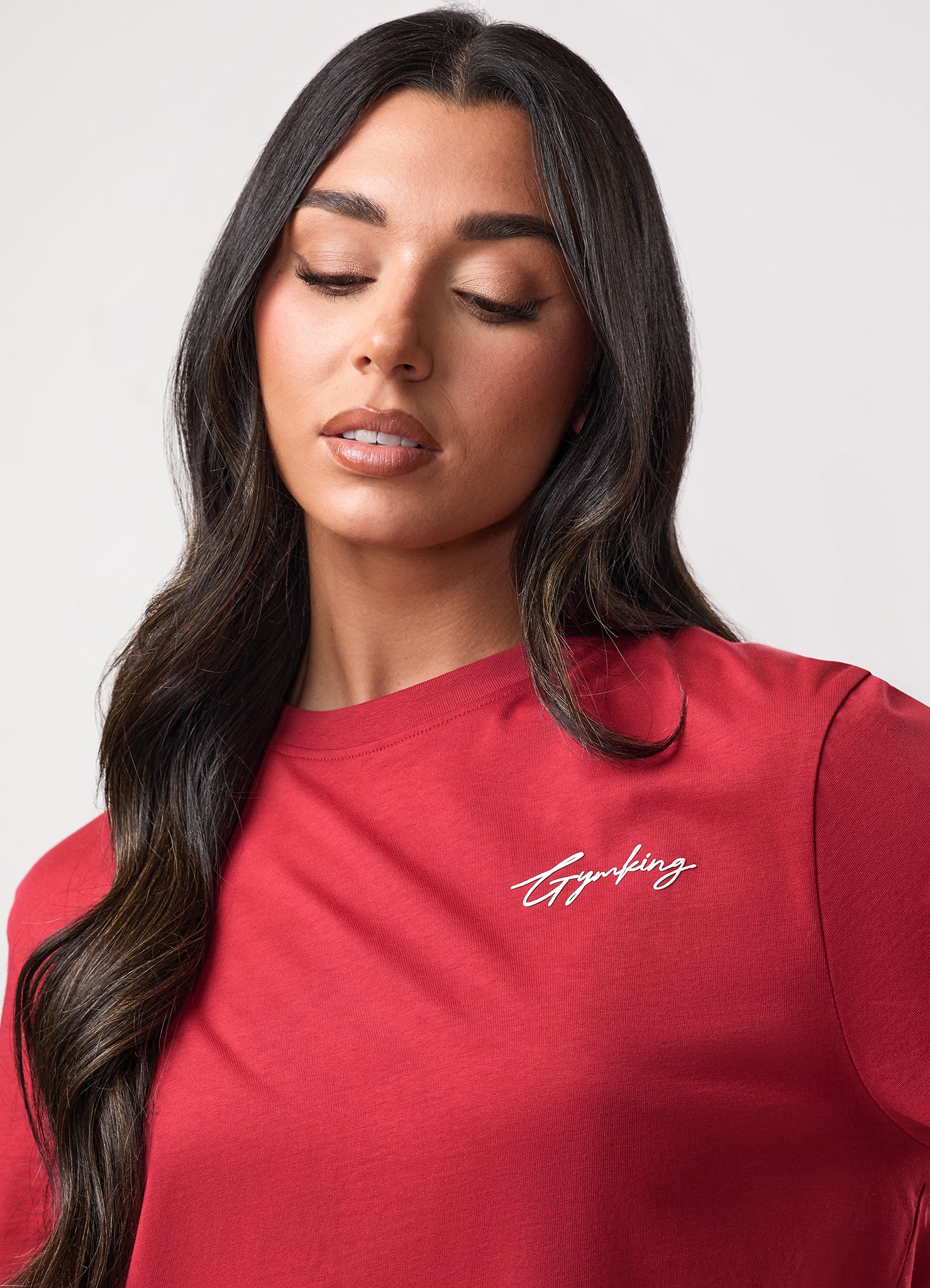 Gym King Script Mindset Jersey BF Tee - Burnt Cherry