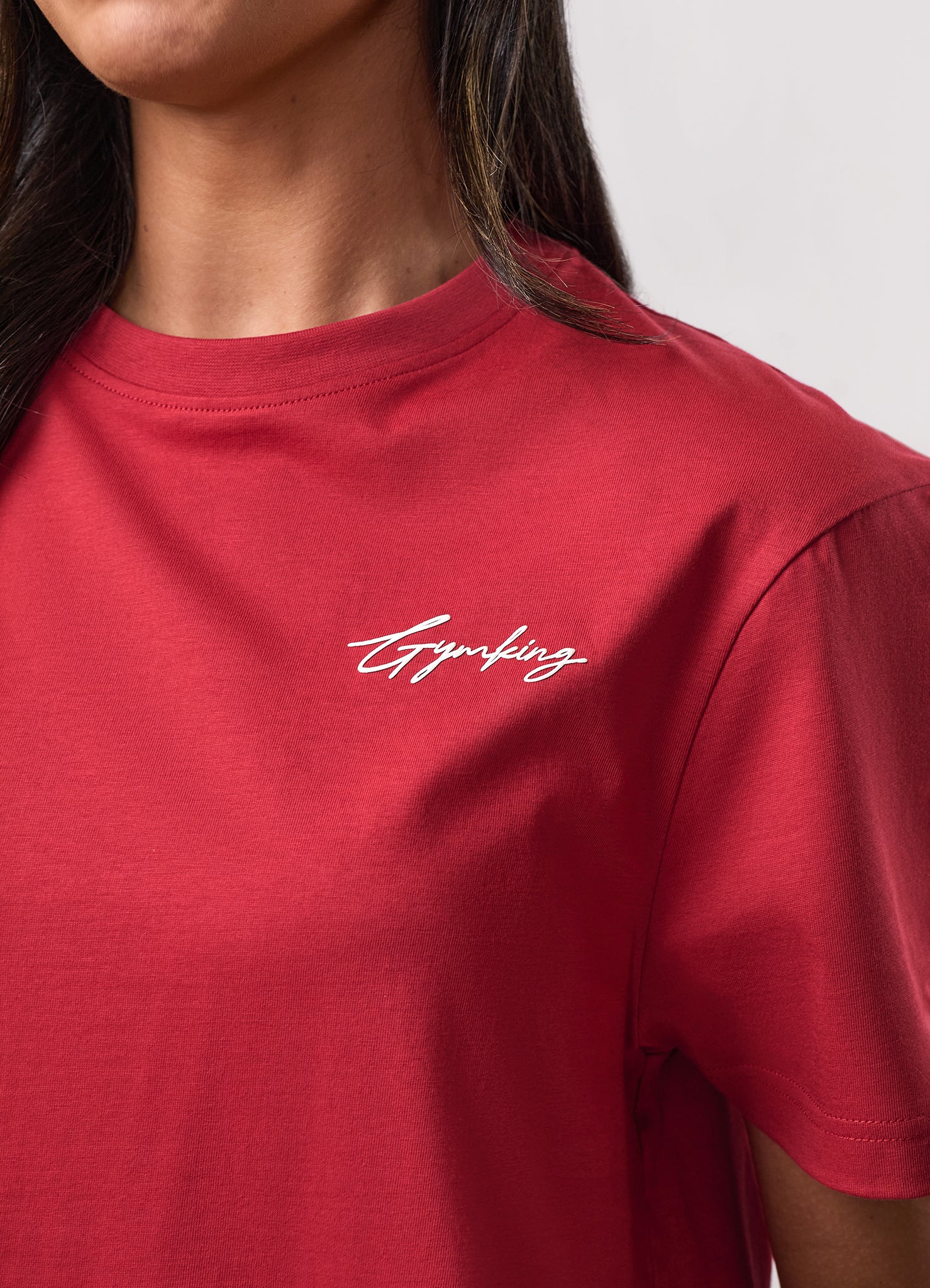 Gym King Script Mindset Jersey BF Tee - Burnt Cherry