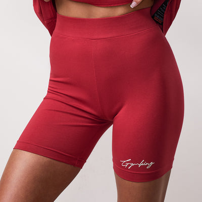 Gym King Script Mindset 5" Jersey Cycle Short - Burnt Cherry