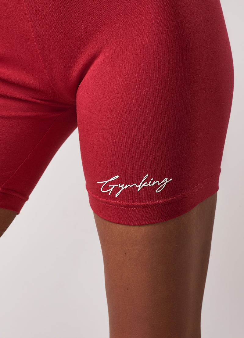 Gym King Script Mindset 5" Jersey Cycle Short - Burnt Cherry
