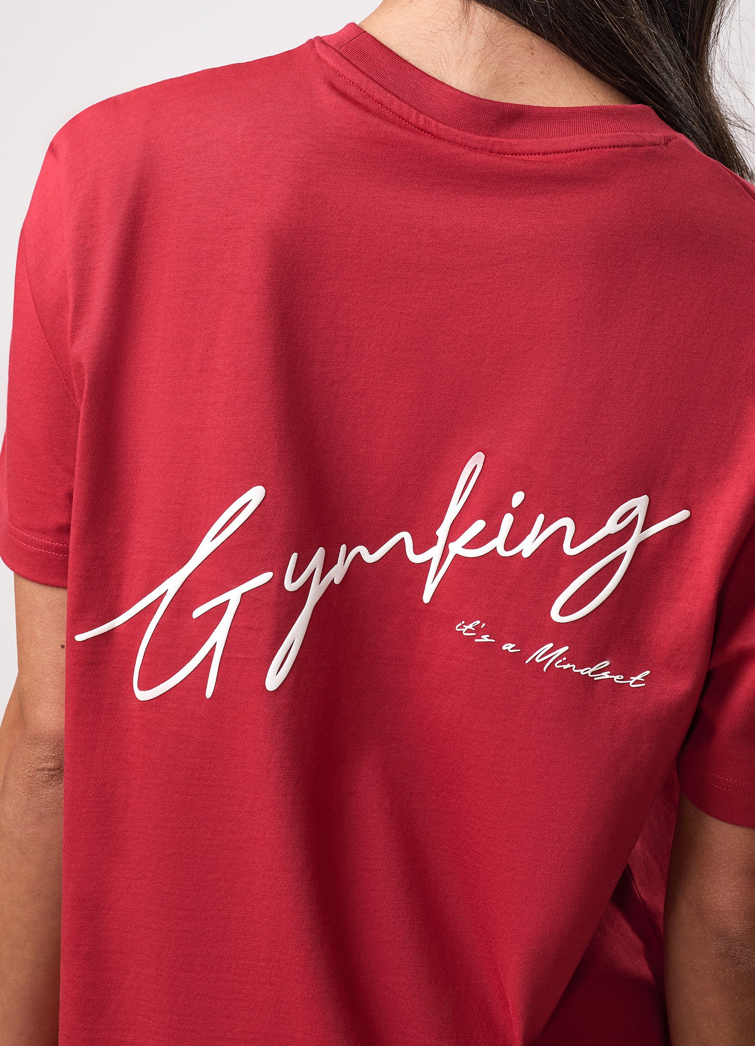 Gym King Script Mindset Jersey BF Tee - Burnt Cherry