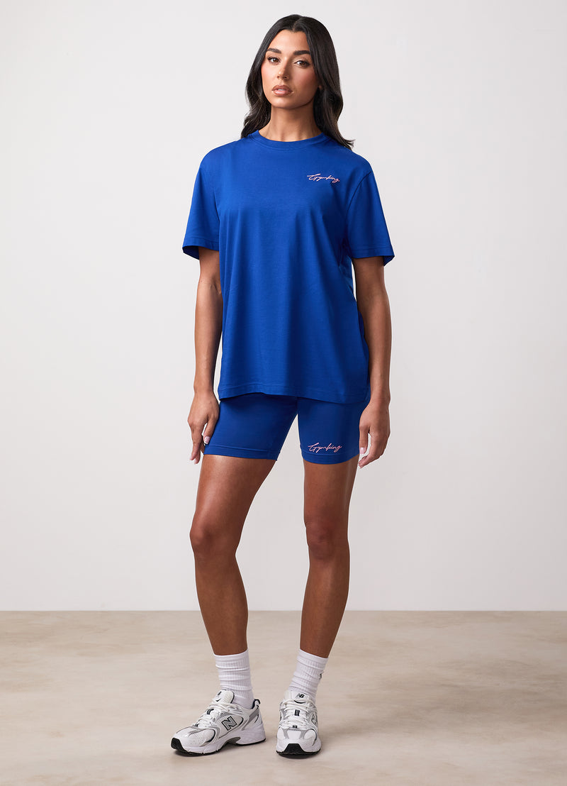 Gym King Script Mindset 5" Jersey Cycle Short - Cobalt