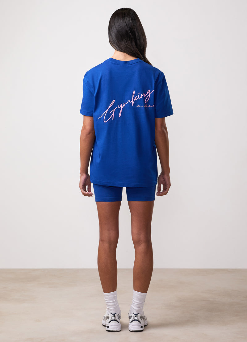 Gym King Script Mindset Jersey BF Tee - Cobalt