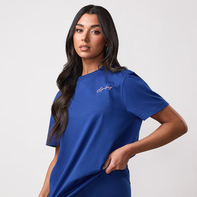 Gym King Script Mindset Jersey BF Tee - Cobalt