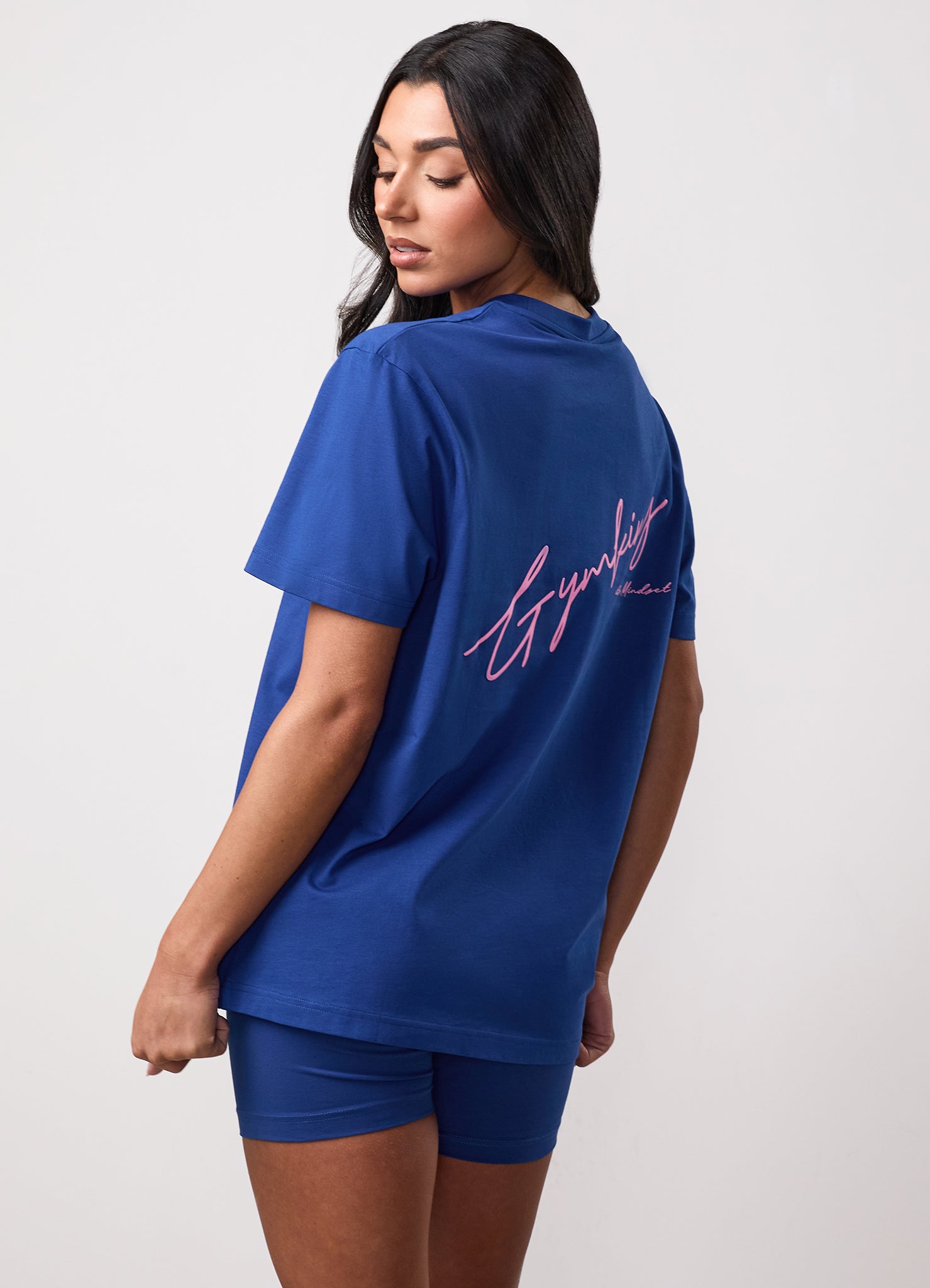 Gym King Script Mindset Jersey BF Tee - Cobalt