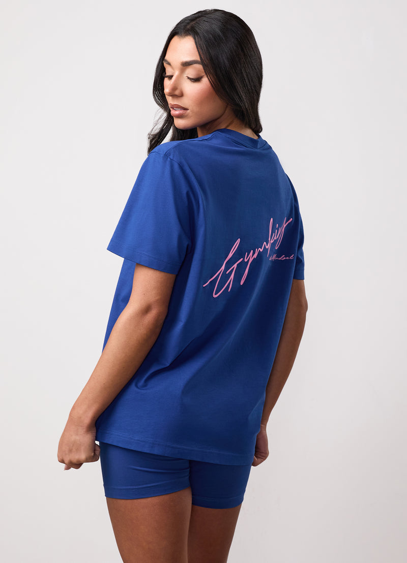 Gym King Script Mindset Jersey BF Tee - Cobalt