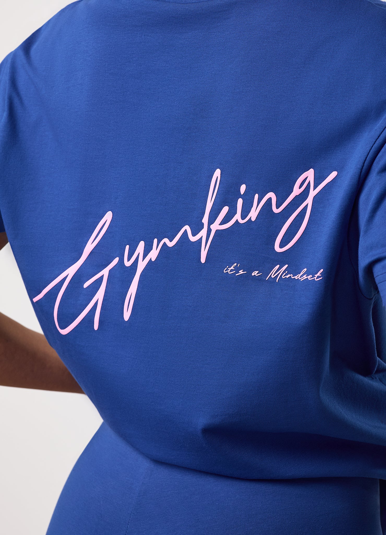 Gym King Script Mindset Jersey BF Tee - Cobalt