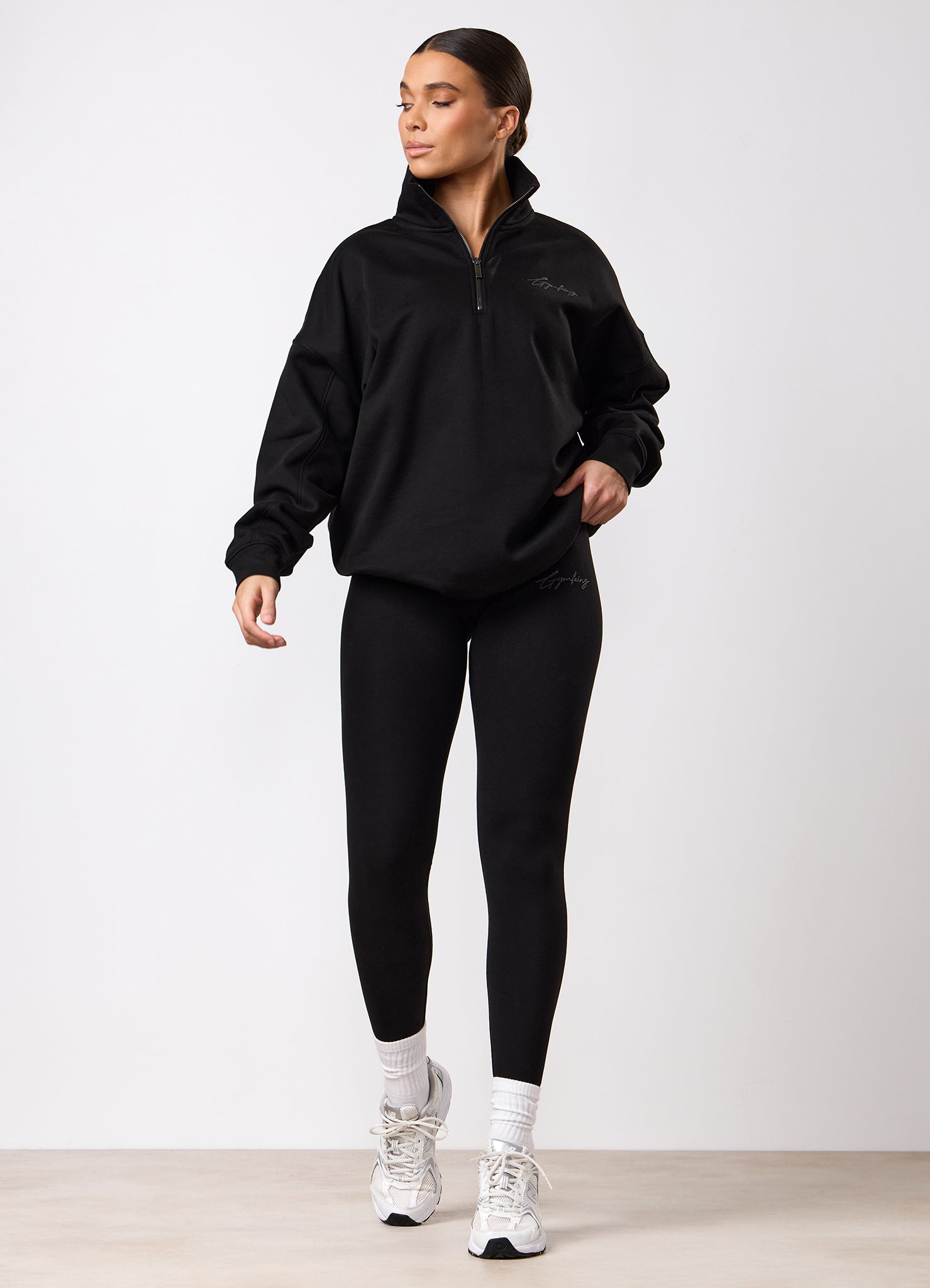 Gym King Script Mindset 1/4 Zip Funnel - Black