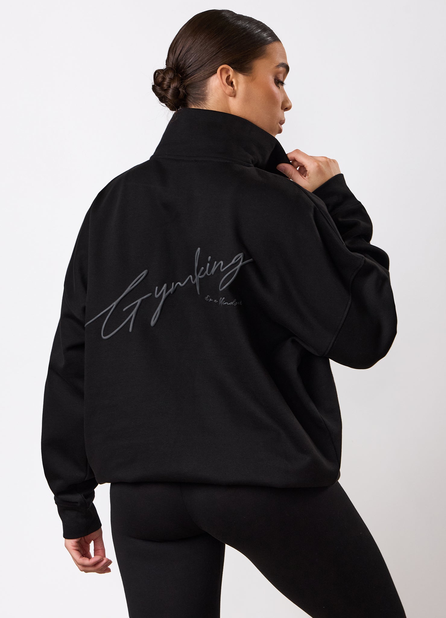 Gym King Script Mindset 1/4 Zip Funnel - Black