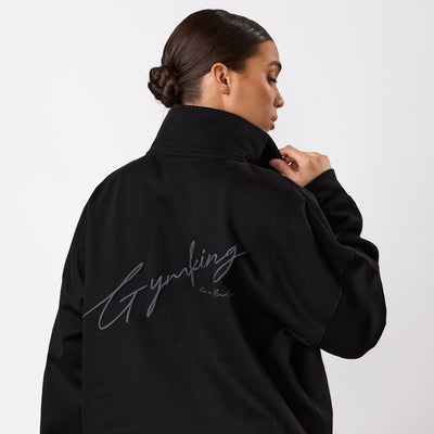 Gym King Script Mindset 1/4 Zip Funnel - Black