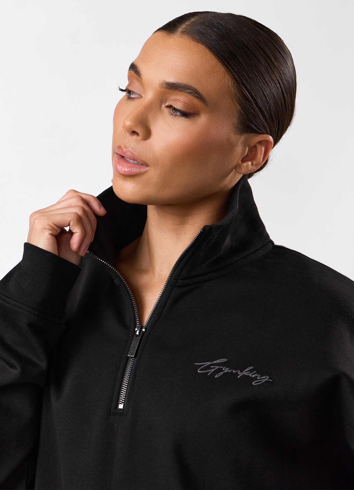 Gym King Script Mindset 1/4 Zip Funnel - Black