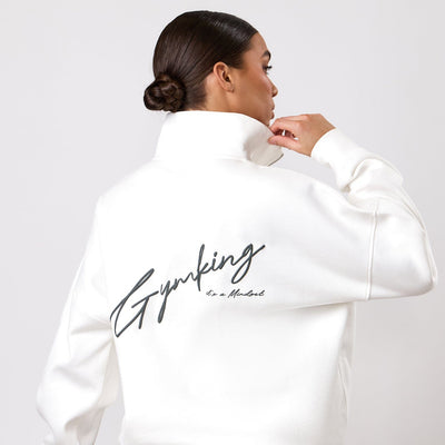 Gym King Script Mindset 1/4 Zip Funnel - Cream